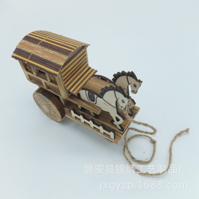 Factory Direct Sales Wooden Music Carriage Clockwork Music Box Music Box Antique Mala Car Decoration