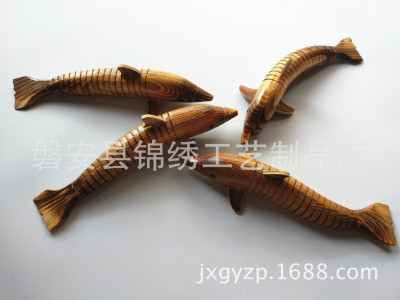 Factory Direct Sales Wooden Dolphin Pine Wooden Dolphin Model Decoration Tourist Attractions Temple Fair Toys Wholesale