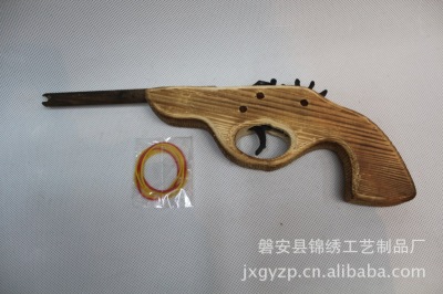 Factory Direct Sales Wooden Toy Gun Belt Tire Gun Rubber Band Wooden Gun Travel Craft Toy