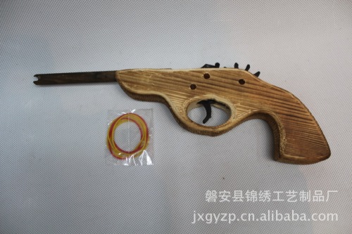 factory direct sale wooden toy gun leather ring gun rubber band wooden gun travel craft toy