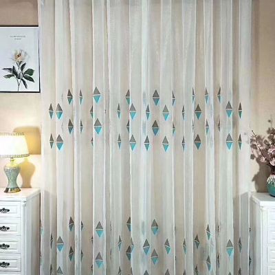 European-Style Curtain Mesh Curtains Balcony Bedroom Living Room White Yarn Partition Window Screen Embroidery White Sand Brown Peacock Blue