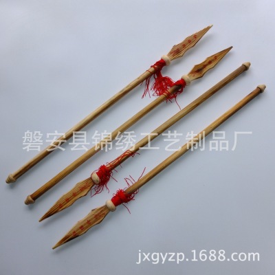 Factory Direct Sales Wooden Red-Tasselled Spear Toy Red-Tasselled Spear Wooden Toy Wooden Toy Gun