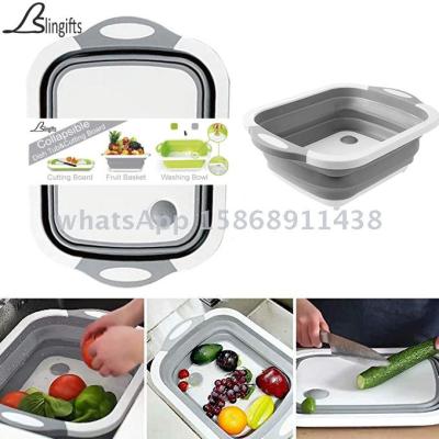 Slingifts Collapsible Dish Tub Cutting Board Chopping Slicing Washing Bowl with Own Plug for Drainage Kitchen Gadget