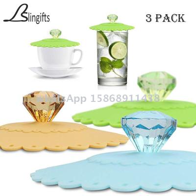 Slingift Anti-dust Silicone Glass Cup Cover Coffee Mug Suction Seal Lid Cap Airtight Seal Drink Cup Lids