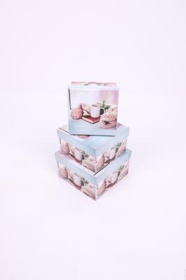 Square Three-Piece Gift Box Flower Box Storage Box Wedding Candies Box Factory Direct Sales