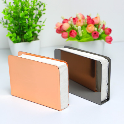 Nordic Gold Stainless Steel Square Tissue Holder Dining Table Restaurant Hotel Metal Napkin Holder Vertical Tissue Holder