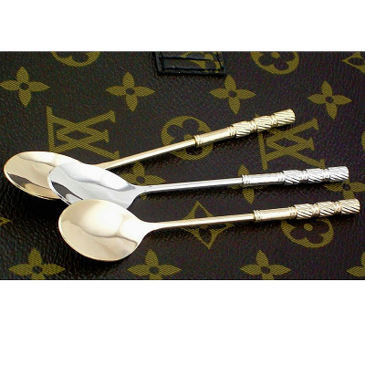 Tableware with More Exquisite European Style Stainless Steel Copper Head Small Spoon Coffee Spoon Vintage Spoon Jy55