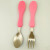 Stainless Steel Children Spoon Fork Set Rubber Handle Environmental Protection Tableware Creative Mirror Light Spoon Fork Factory Direct Sales