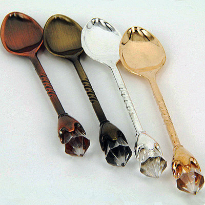 Vintage Coffee Spoon Gold Silver Bronze Spoon Great Diamond Dessert Spoon Spoon Factory Direct Sales