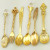 Retro European-Style Court Tableware 6-Piece Set Fruit Cake Fork Pomegranate Blossom Coffee Spoon Small Tone More Gold and Silver Bronze