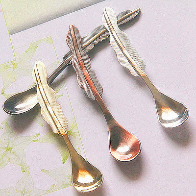 Water Grass Handle Retro Coffee Spoon Health Care Products Medicine Spoon Three-Dimensional Grass Shape Creative Dessert Spoon (Jy17)