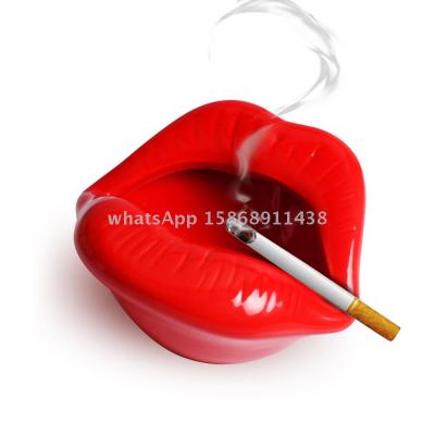 Slingifts Ceramic Cigarette Ashtray Novelty Lip Mouth Cigarette Ashtray Holder For Smoker Home Office Decorations