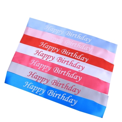 Most Popular birthday party customized logo satin colorful happy birthday sash 