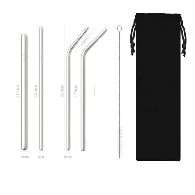 Svino Sweno Thickened 304 Stainless Steel Straw Environmental Protection Portable Natural Black Bag Straw Set Can Be Customized
