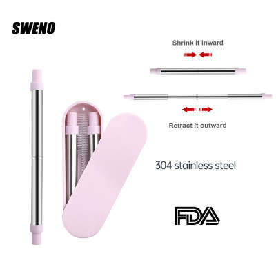 Sweno Silicone Telescopic Straw 304 Stainless Steel Amazon Folding Straw Portable Straw Set