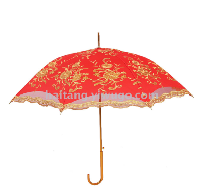 Double-Layer Flowers like Brocade Embroidered Bride Red Umbrella Wedding Lace Wedding Umbrella Red Wedding Bride Umbrella Wedding Supplies