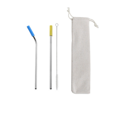 Svino Sweno Edible Silicon Anti-Scratch Stainless Steel Straw Portable Sack Natural Color Set Wholesale