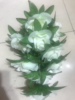 12 head hibugao belt leaf rose simulation flower silk flower flower decoration flower qingming factory price