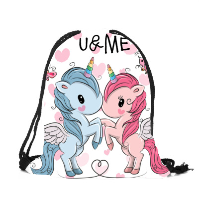 Cartoon unicorn bundle pocket european-american style printed shopping bag custom wholesale company bag manufacturer straight