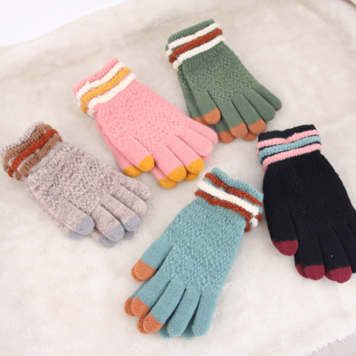 Gloves Warm Fashionable Knitted Fleece-Lined Women's Korean-Style Couple Trend Factory Direct Sales