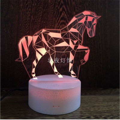 3D LED Table Lamps Desk Lamp Light Dining Room Bedroom Night Stand Living Glass Small Horse cat Next Unique 1
