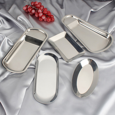 Factory Direct Sales Stainless Steel Towel Plates Rectangular Plate Napkin Dish Snack Snack Dish Tray Rice Noodles Dish Melon Seeds Dish