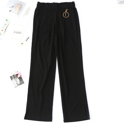 Black women's fashion loose casual wide-leg pants spring 2020 new micro elastic high-waisted casual pants
