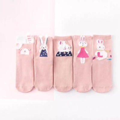 Cotton Straight Cartoon Animal Head Fashion Women's Socks