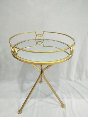 Modern Minimalist Iron Gold Crafts Table Line Small Coffee Table Living Room Side Table round
