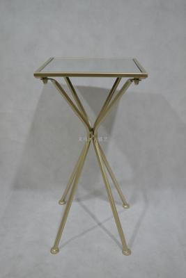 Modern Minimalist Iron Gold Crafts Table Line Small Coffee Table Living Room Side Table Square