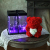 new 25cm heart-hugging rose bear table white bear teddy bear big red flower doll valentine's day gift
