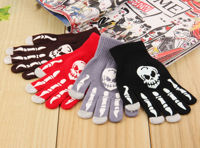 Jacquard cycling gloves warm fashion knitting and velvet ladies Korean version of the trend manufacturers direct sales