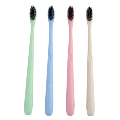 Wheat straw high quality soft charcoal toothbrush adult portable travel cleaning single complimentary wheat toothbrush
