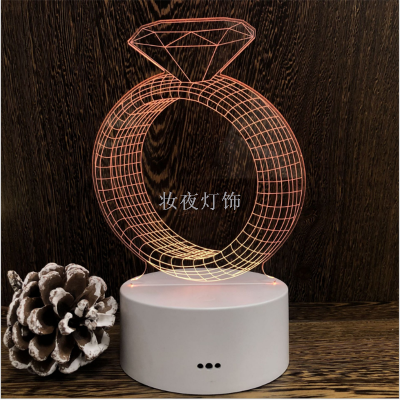 3D LED Table Lamps Desk Lamp Light Dining Room Bedroom Night Stand Living Glass Small ring Next Unique 20