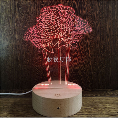 3D LED Table Lamps Desk Lamp Light Dining Room Bedroom Night Stand Living Glass Small Next Unique reindeer 