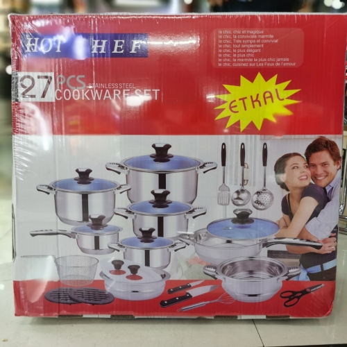 Factory Direct Sales Stainless Steel 27-Piece Kitchen Supplies Stainless Steel Pot Tableware Kitchenware Quantity Discount