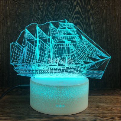 3D LED Table Lamps Desk Lamp Light Dining Room Bedroom Night Stand Living Glass Small warship Next Unique 51