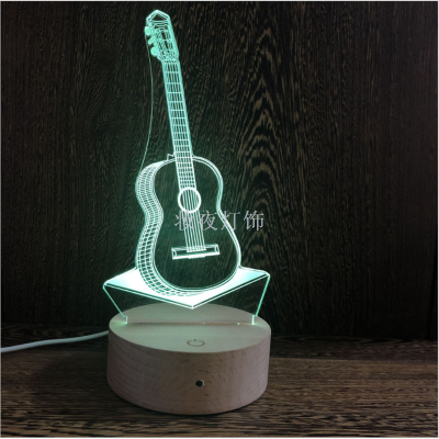 3D LED Table Lamps Desk Lamp Light Dining Room Bedroom Night Stand Living Glass Small Halloween Next guitar 10