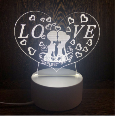 3D LED Table Lamps Desk Lamp Light Dining Room Bedroom Night Stand Living Glass Small love Next Unique 33