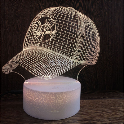 3D LED Table Lamps Desk Lamp Light Dining Room Bedroom Night Stand Living Glass Small hat cap Next Unique 1