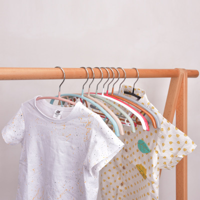Small Children's Clothes Household Shoulder-Free Small Clothes Hanger Drying Rack Words Children's Non-Slip Baby and Infant Clothes Hanger Wholesale