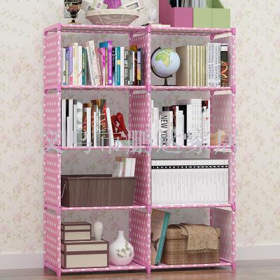 Simple bookshelf bookcase double row creative children's bookcase free combination reinforcement storage storage cabinet