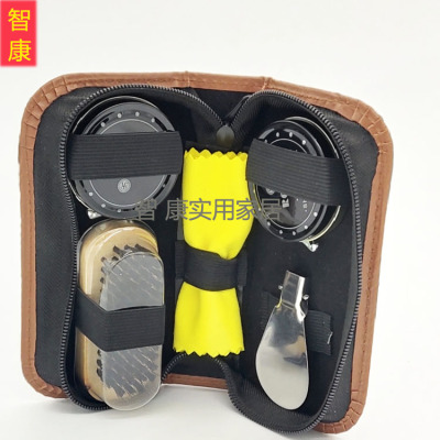 Shoe care set Shoe shine tool set Shoe shine set brown zip Shoe set