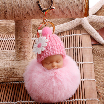 Sleeping express doll fur ball pendant, paste sunflower doll, key ring card way bag hanging ornaments car with small gifts