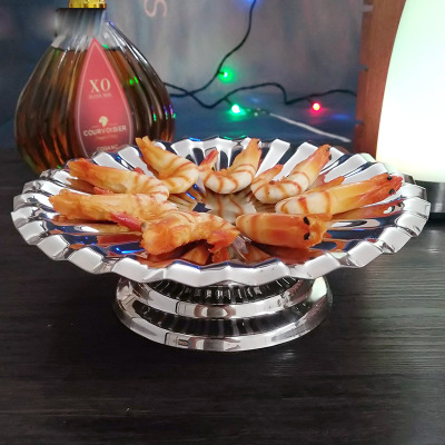 European-Style Stainless Steel Lotus Fruit Plate with Seat Fruit Plate KTV Hotel Bar Living Room Modern Creative Dried Fruit Tray