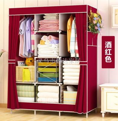 Simple cloth chest steel tube reinforced simple modern folding wardrobe non-woven cloth wardrobe assembly cabinet