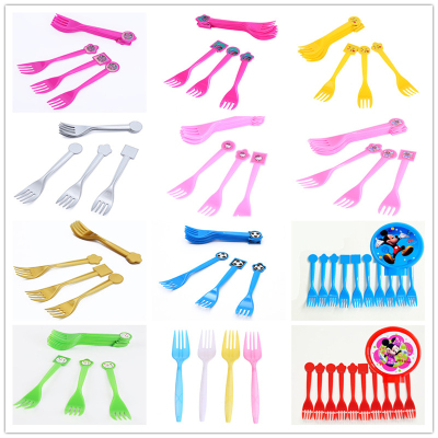 Children's birthday party Christmas knife and fork spoon extended cartoon fork spoon piggy Peggy