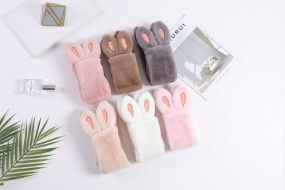 Web celebrity Korean version thickened warm imitation rabbit hair scarf with all kinds of plush cross neck cover