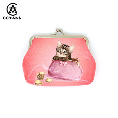 Popular vintage PU leather Digital printed items will be collected in a wallet with 4 inch gold bags