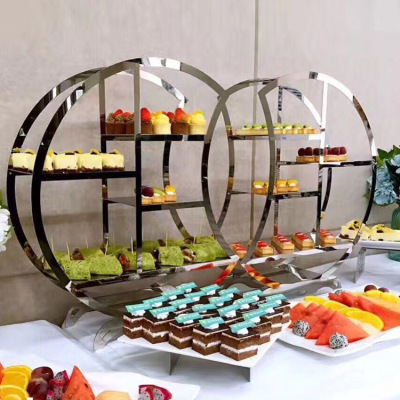 Stainless Steel Dessert Stand Hotel Circle Moon Display Stand Buffet Stand Cake Bread Pastry European Creative